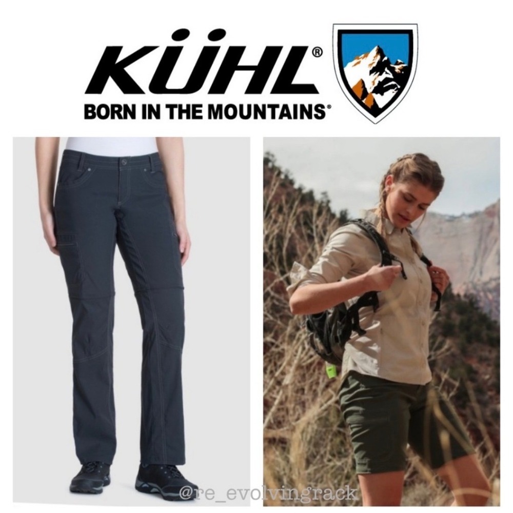 KUHL Kliffside Convertible Hiking Pants Womens 2 Reg Charcoal Grey Zip Off Cargo